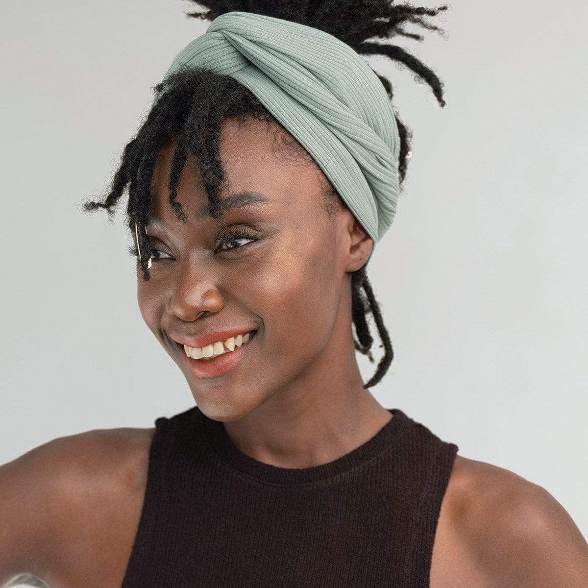 The Wrap Life Ribbed Head Wrap in Sage Green Head Wrap
