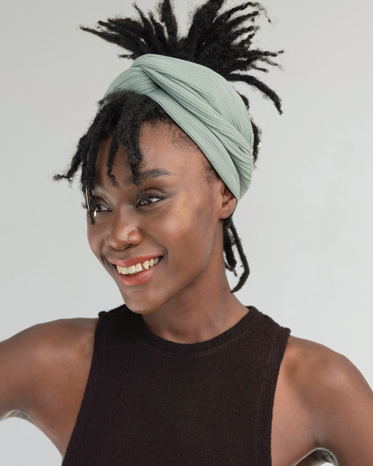 The Wrap Life Ribbed Head Wrap in Sage Green Head Wrap