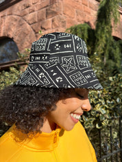 The Wrap Life Satin Lined Printed Bucket Hat in Black Black Hat