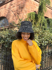 The Wrap Life Satin Lined Printed Bucket Hat in Black Black Hat