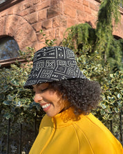 The Wrap Life Satin Lined Printed Bucket Hat in Black Black Hat