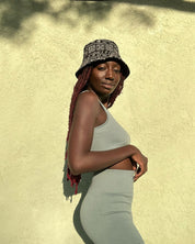 The Wrap Life Satin Lined Printed Bucket Hat in Black Black Hat