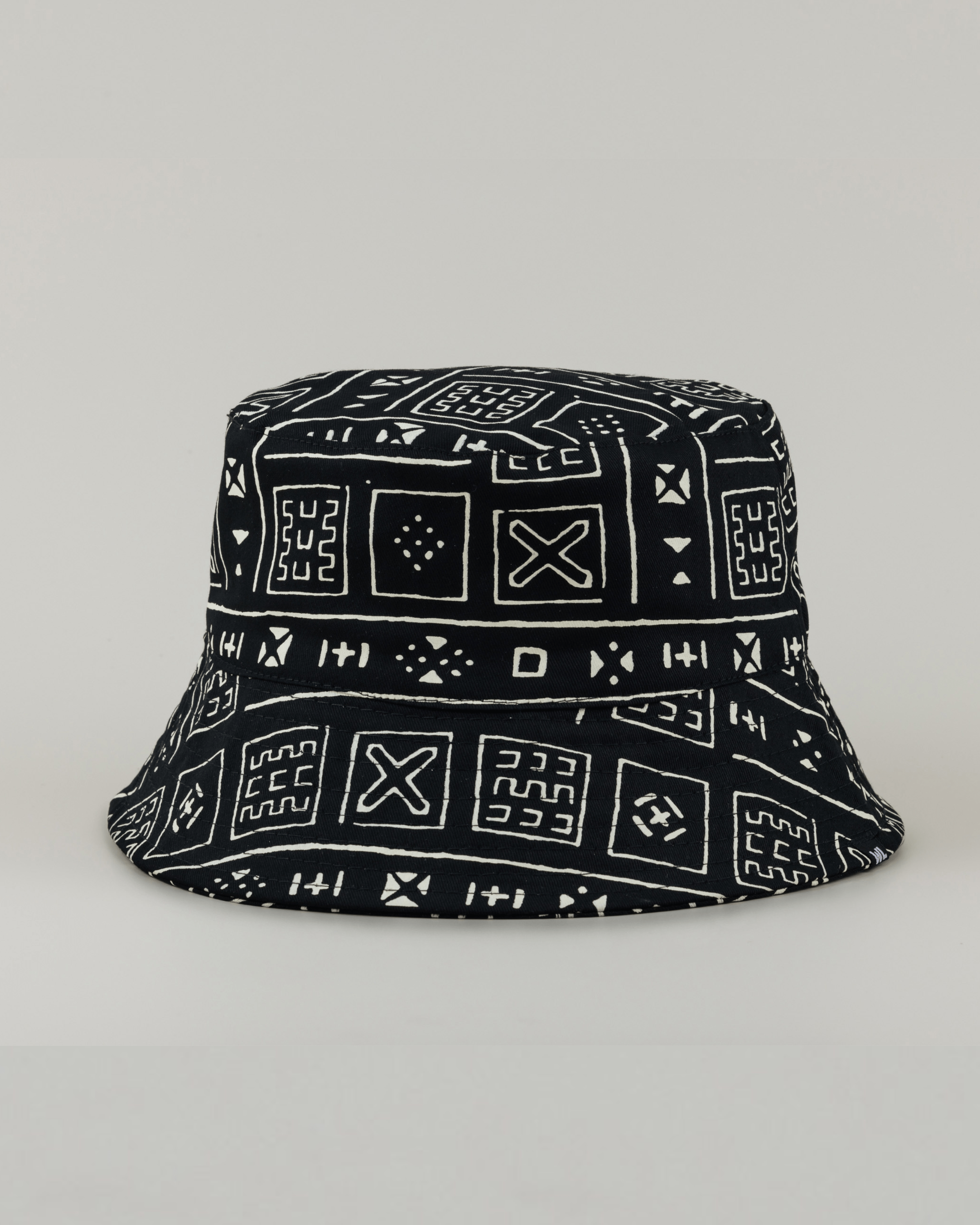 The Wrap Life Satin Lined Printed Bucket Hat in Black Black Hat