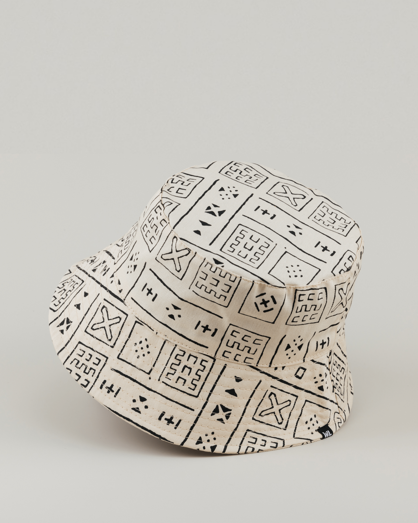 The Wrap Life Satin Lined Printed Bucket Hat in Sand White Hat