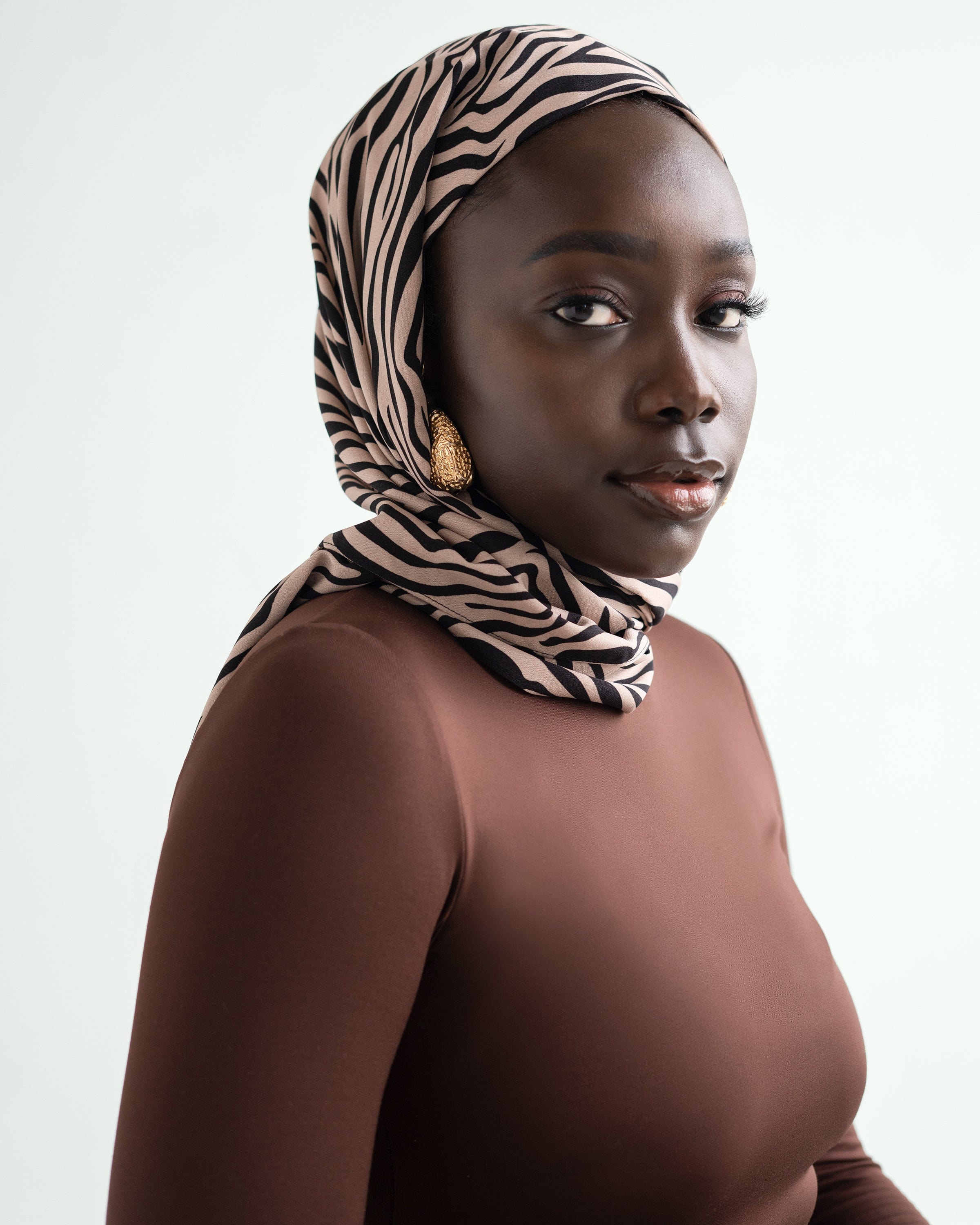 The Wrap Life Zebra Head Wrap in Tan Black Head Wrap