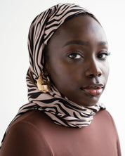 The Wrap Life Zebra Head Wrap in Tan Black Head Wrap