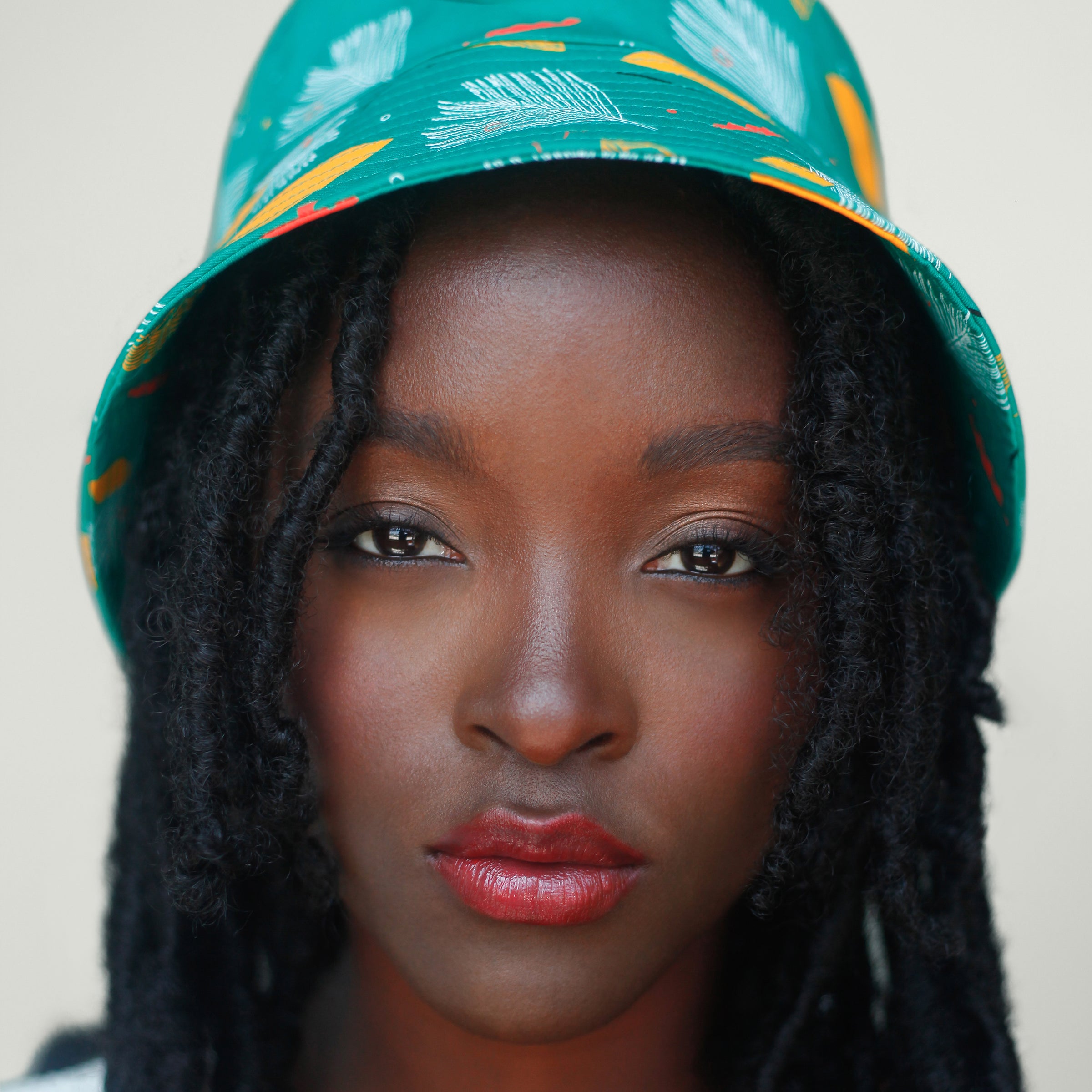 Satin Lined Printed Bucket Hat in Flora (Green)