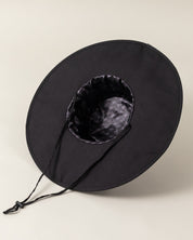 Satin Lined Foldable Sun Hat in Black