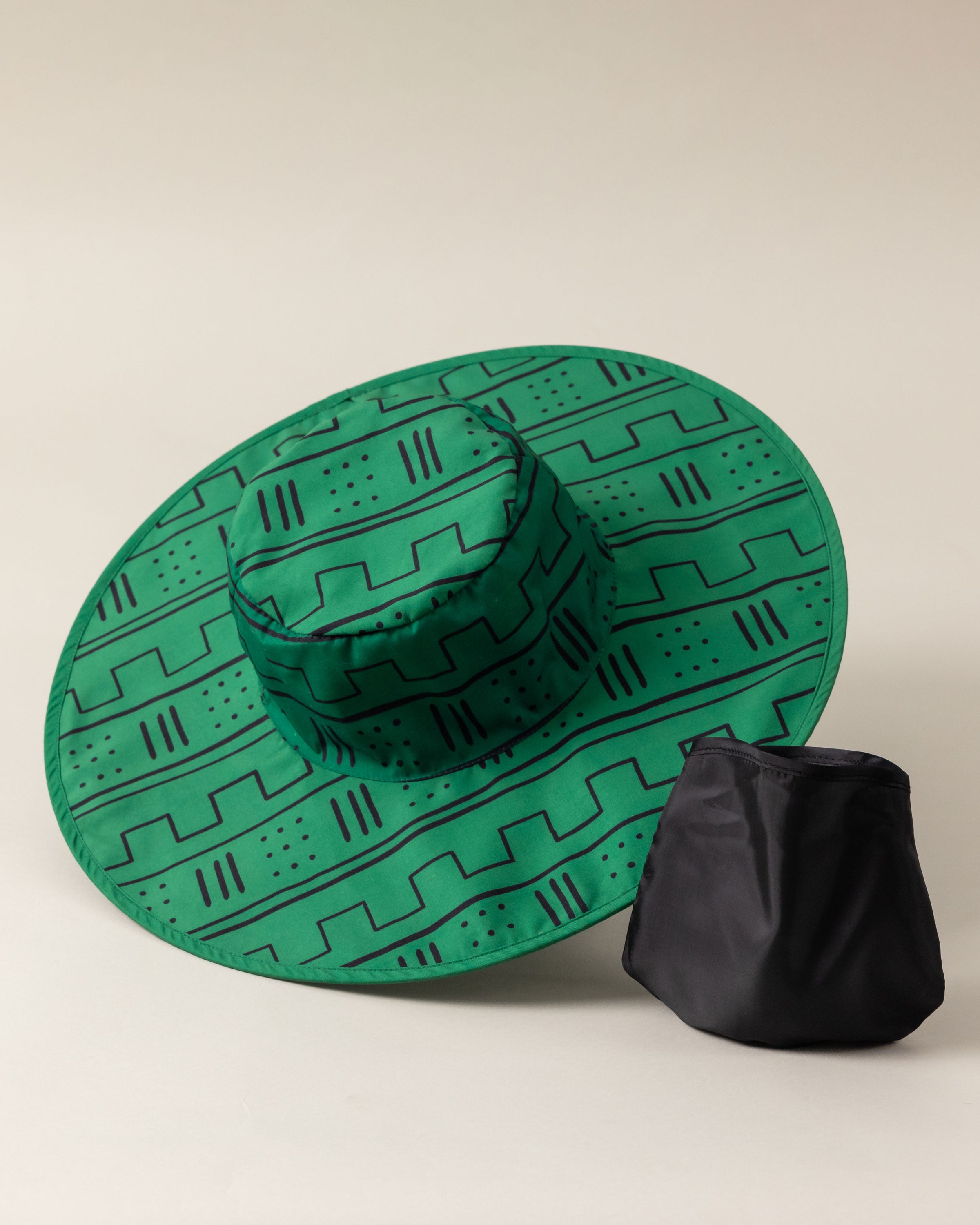 Satin Lined Foldable Sun Hat in Evergreen