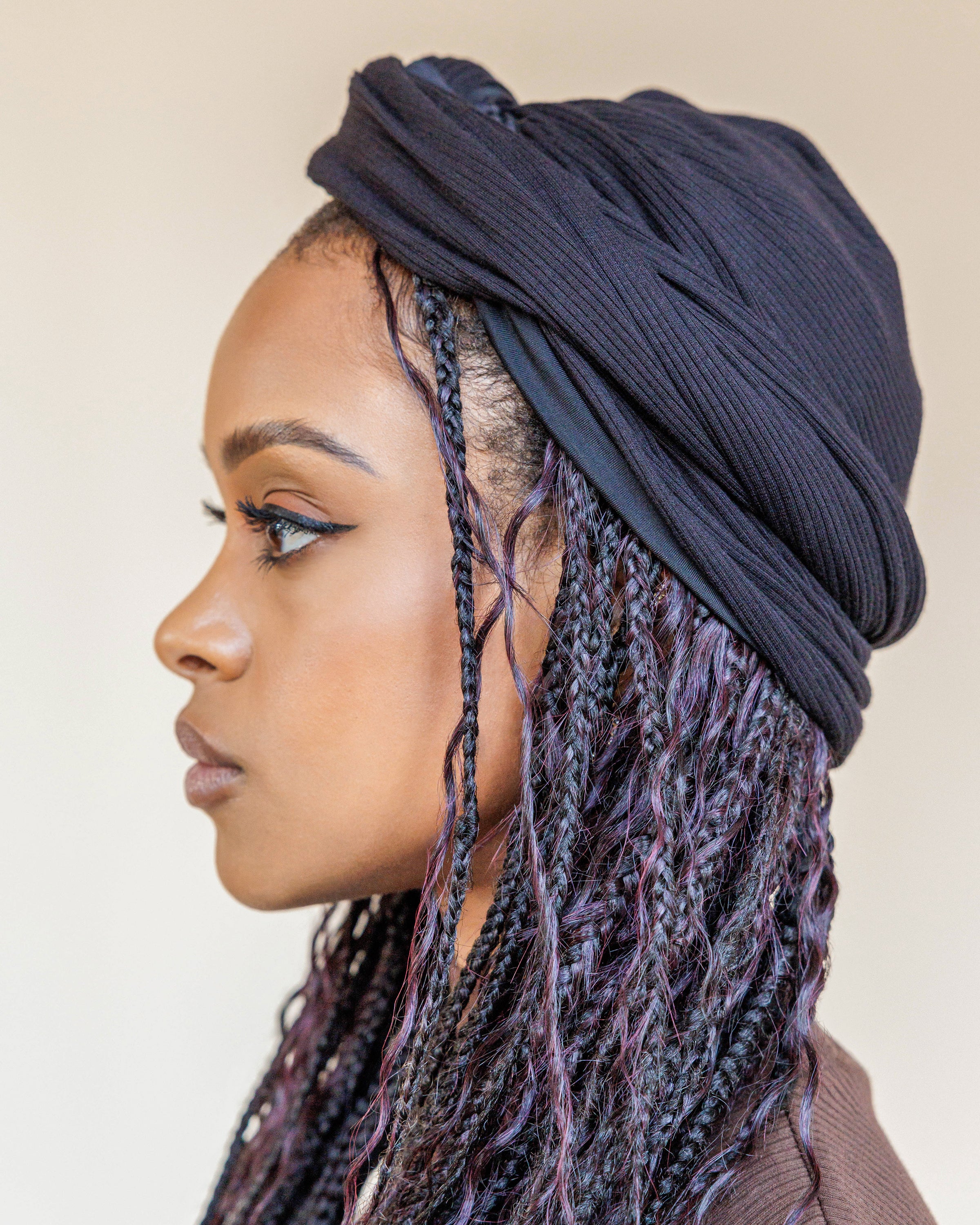 Premium Soft Lined Turban in Jet Black