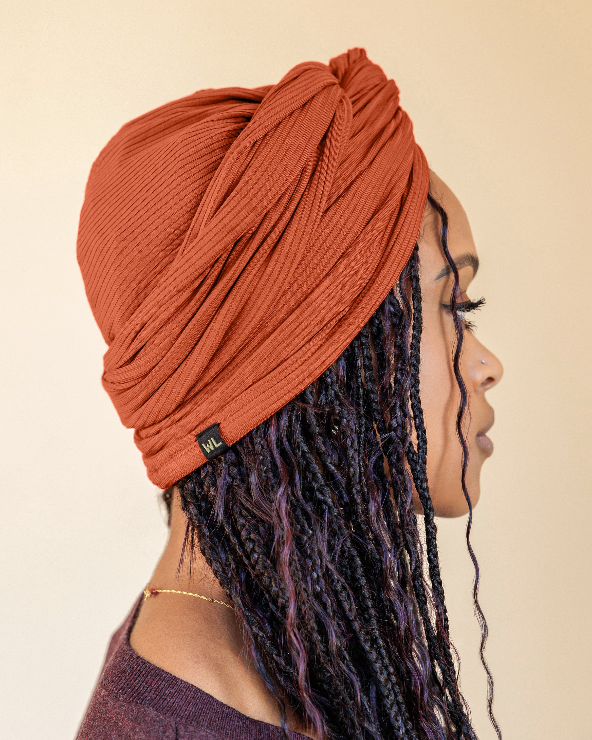 Premium Soft Lined Turban in Paprika