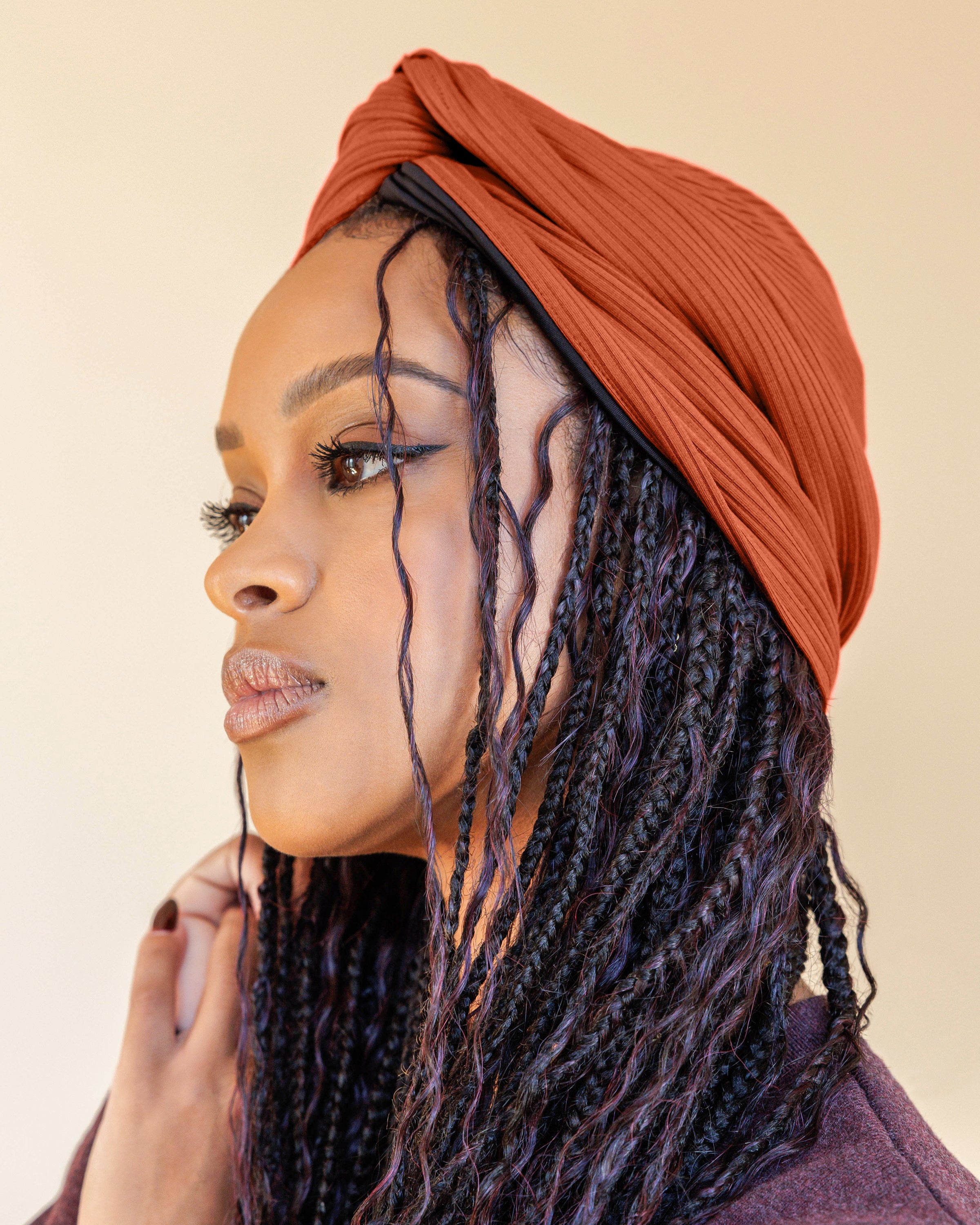 Premium Soft Lined Turban in Paprika