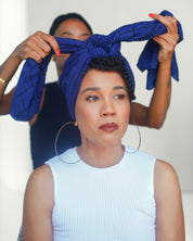 Printed Pleated Head Wrap in Essence