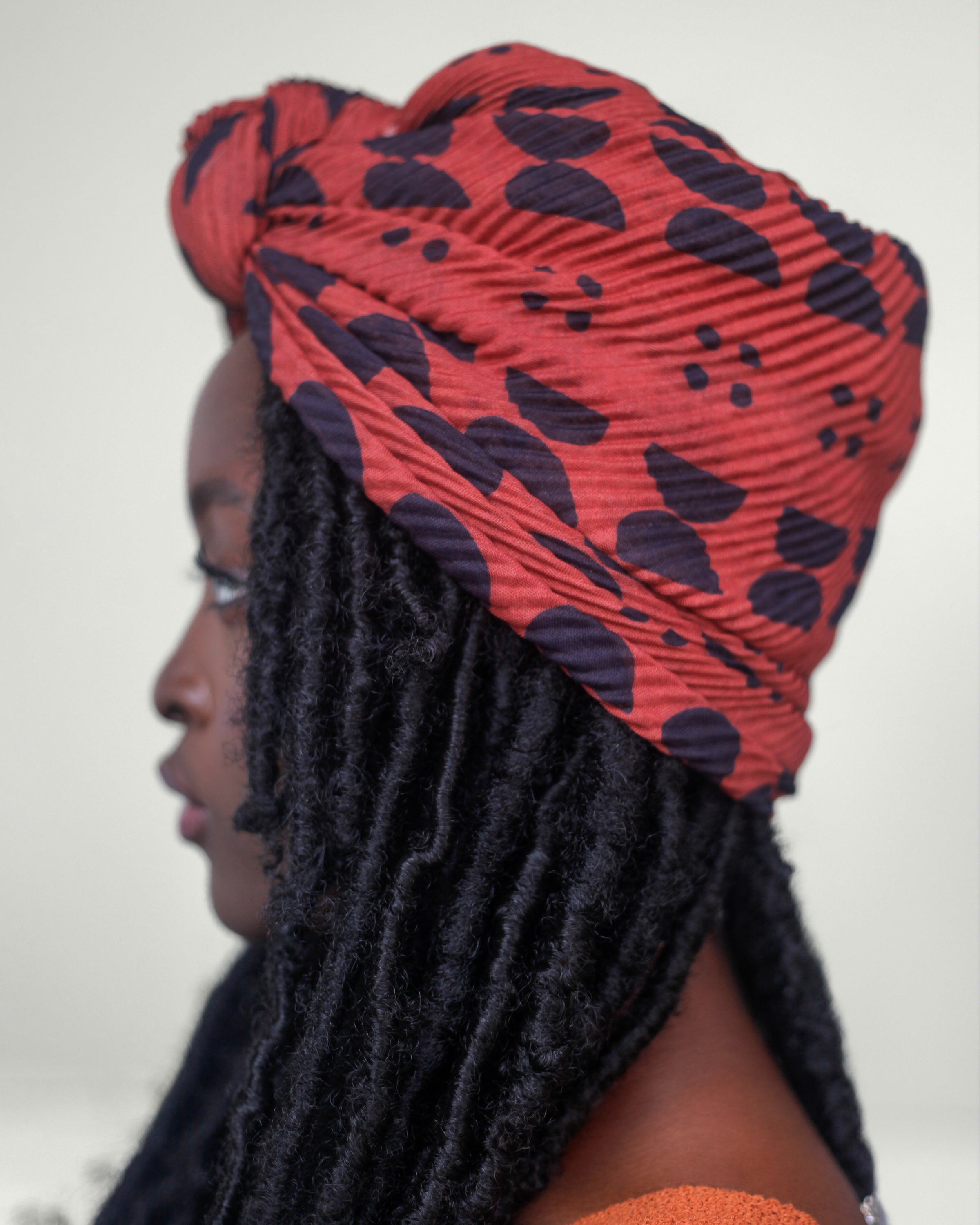 Printed Pleated Head Wrap in Adisa