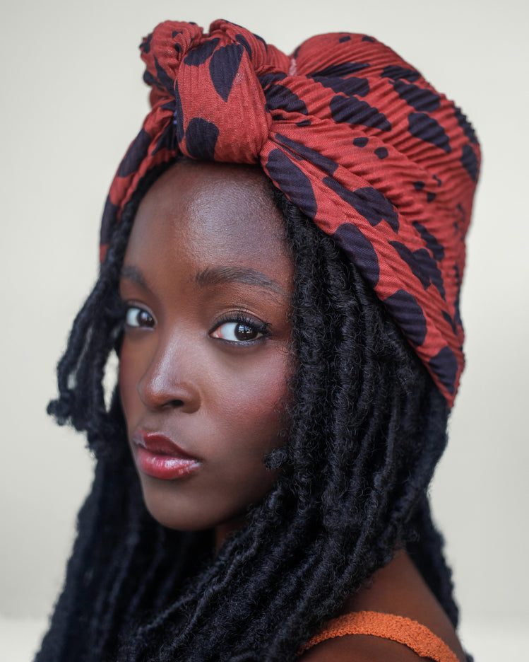 Printed Pleated Head Wrap in Adisa