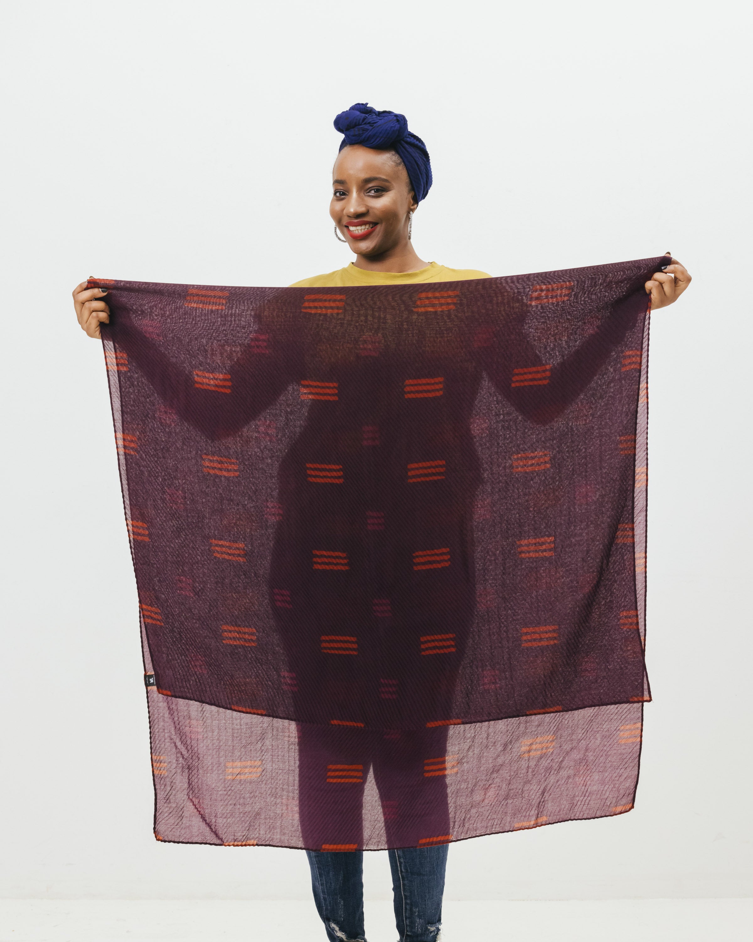 Printed Pleated Head Wrap in Yara