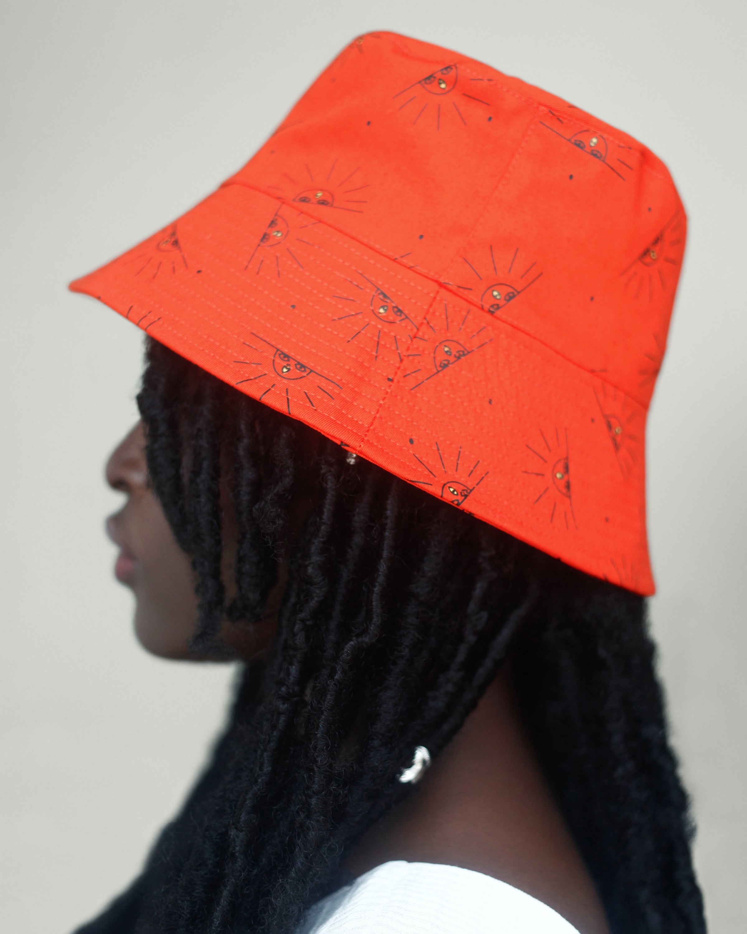 Satin Lined Printed Bucket Hat in Sol