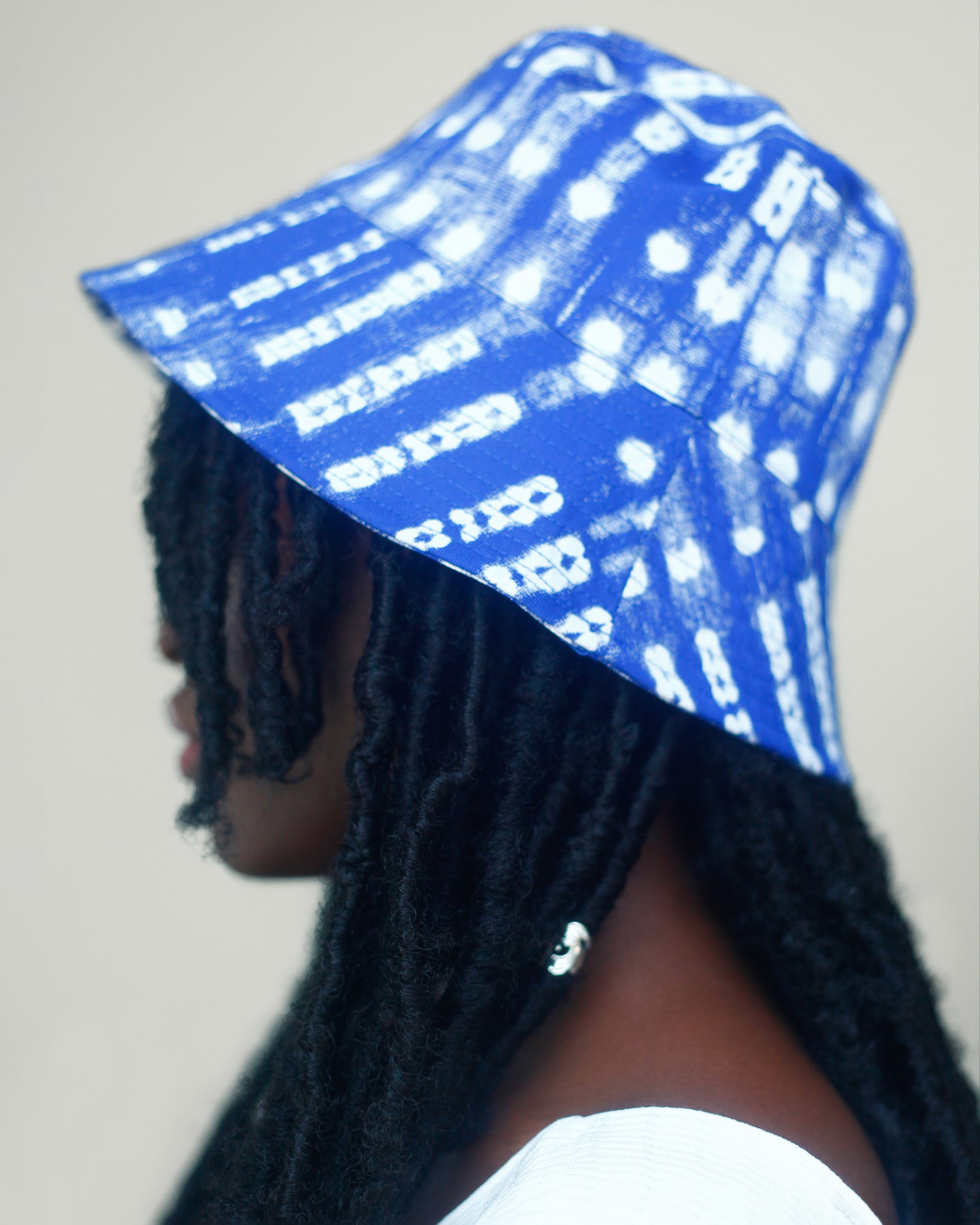 Satin Lined Printed Bucket Hat in Shibori