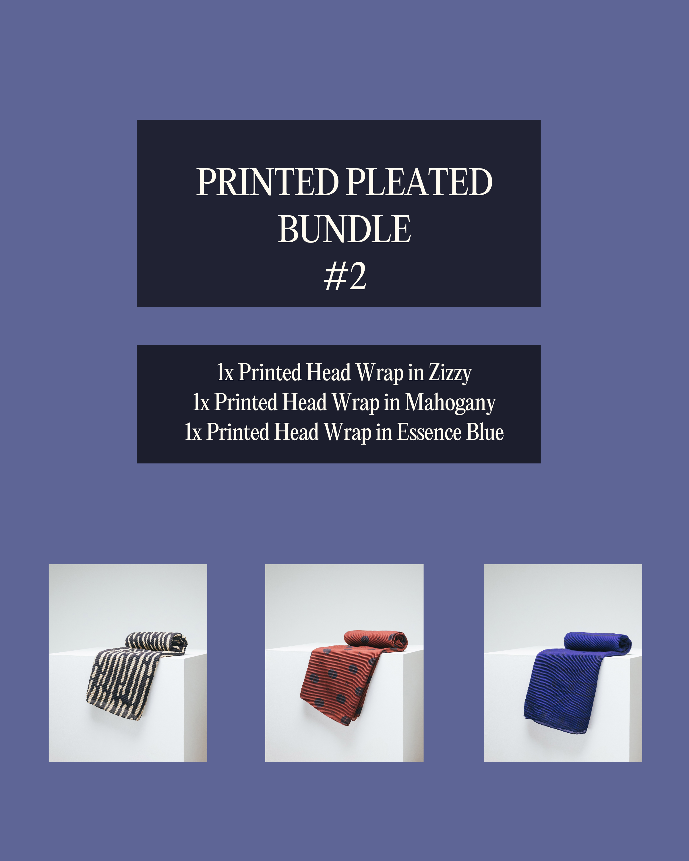 Printed Pleated Head Wrap Bundle 2