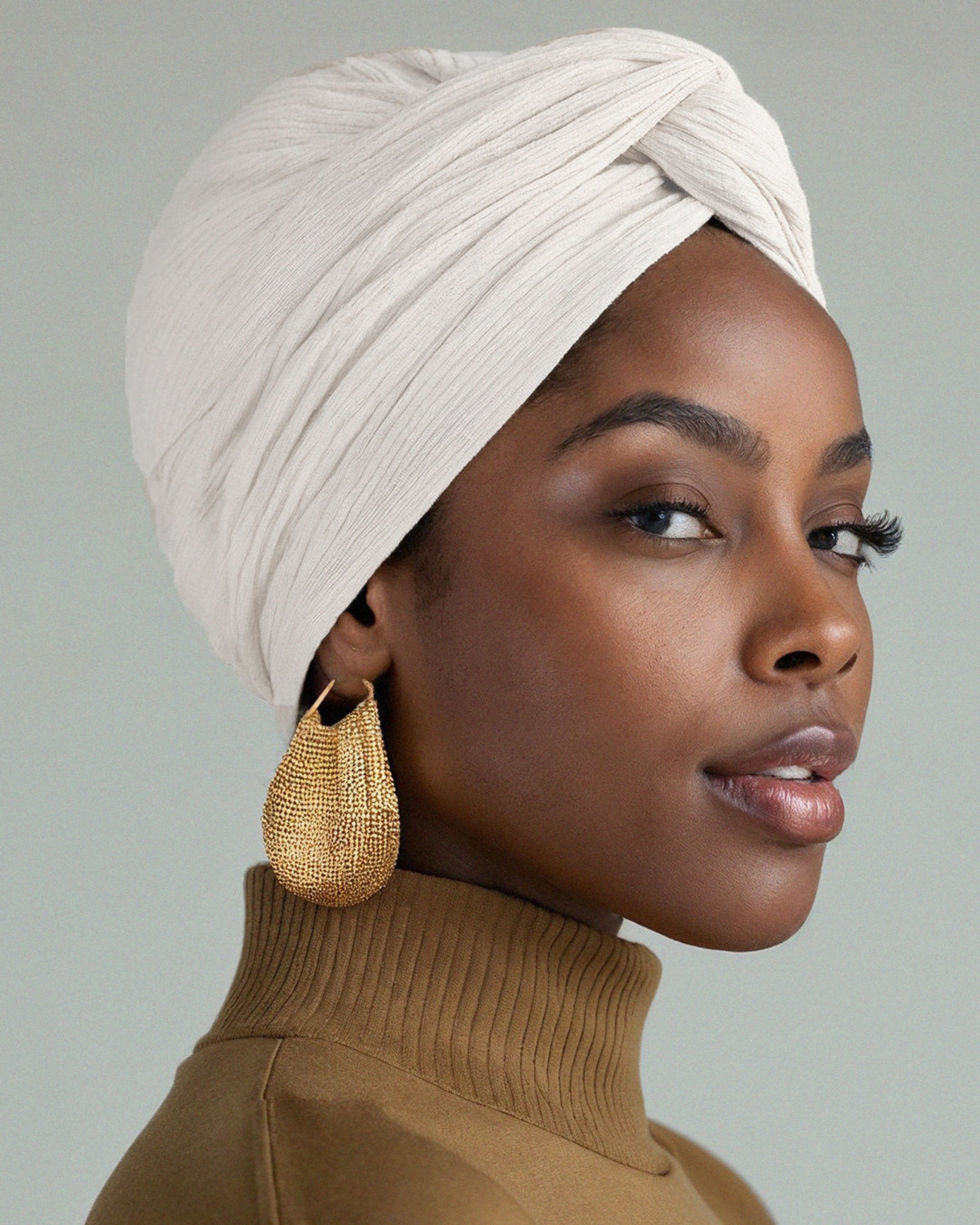 Premium Soft Lined Turban in Dove