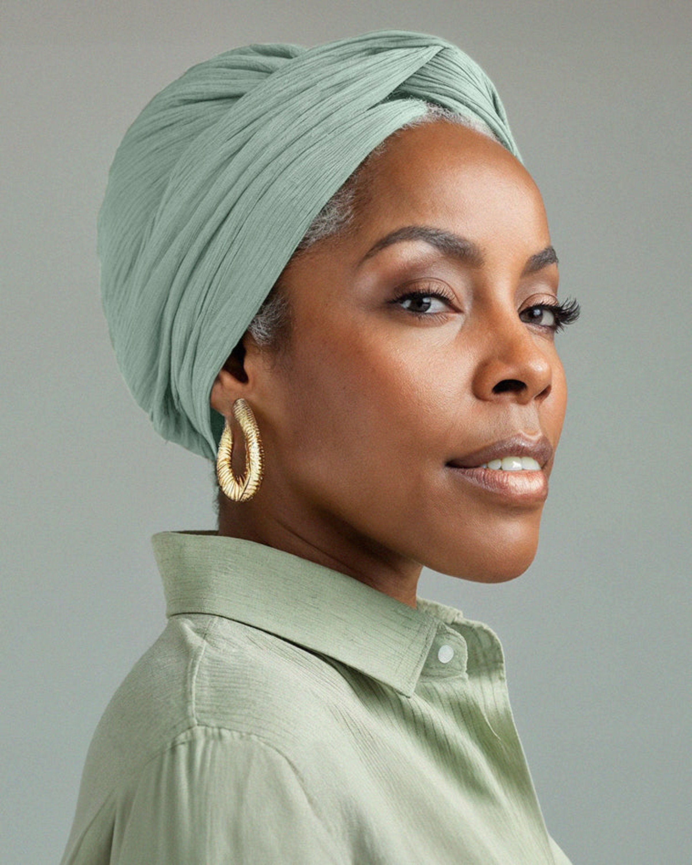 Premium Soft Lined Turban in Sage