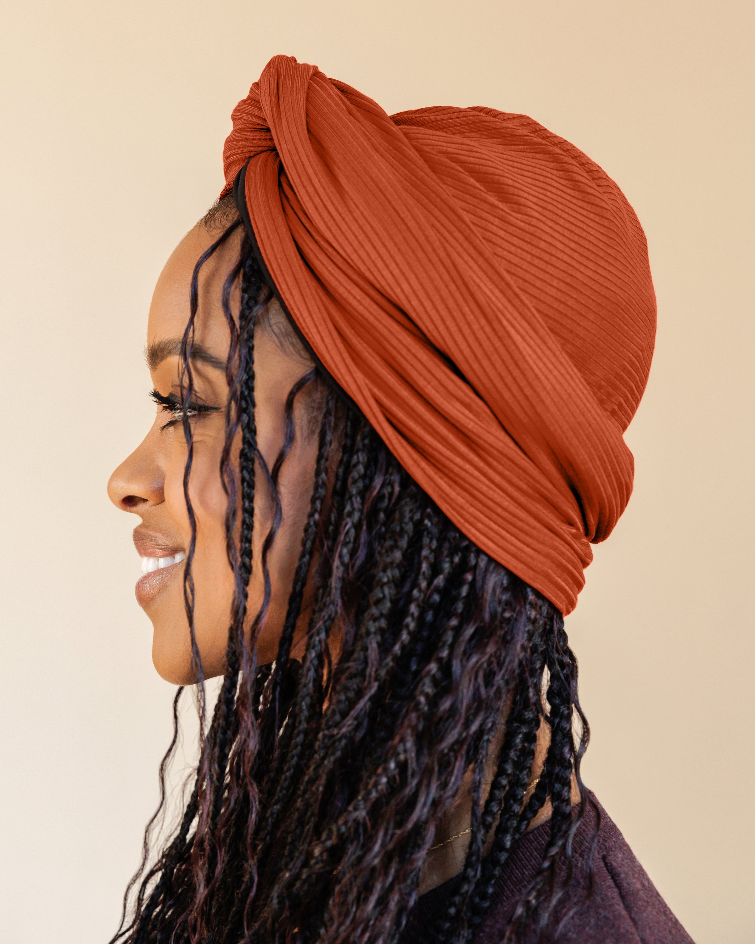 Premium Soft Lined Turban in Paprika