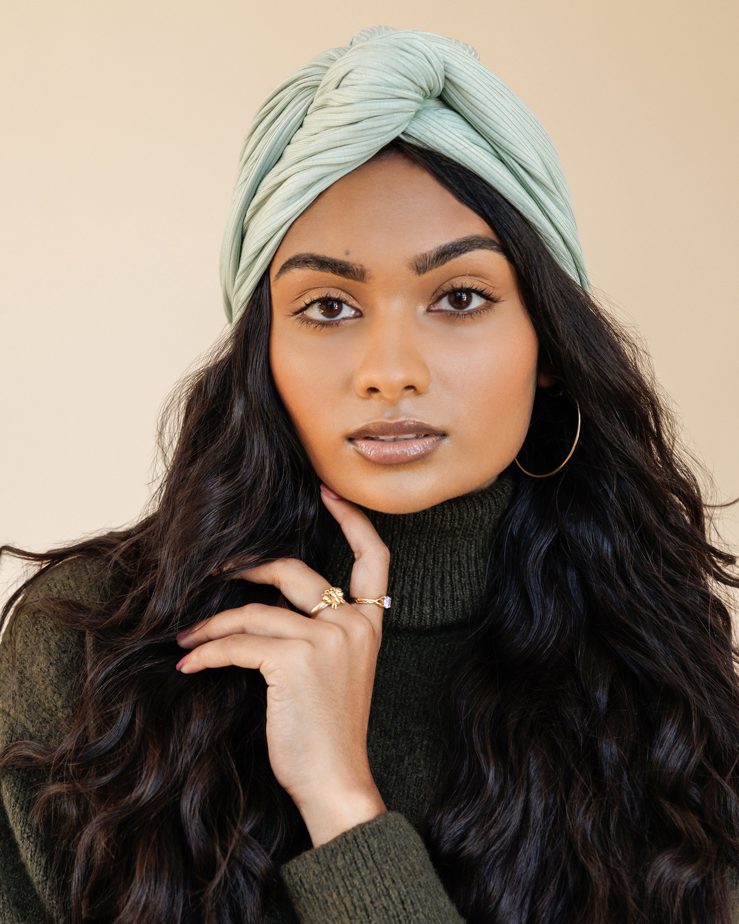 Premium Soft Lined Turban in Sage