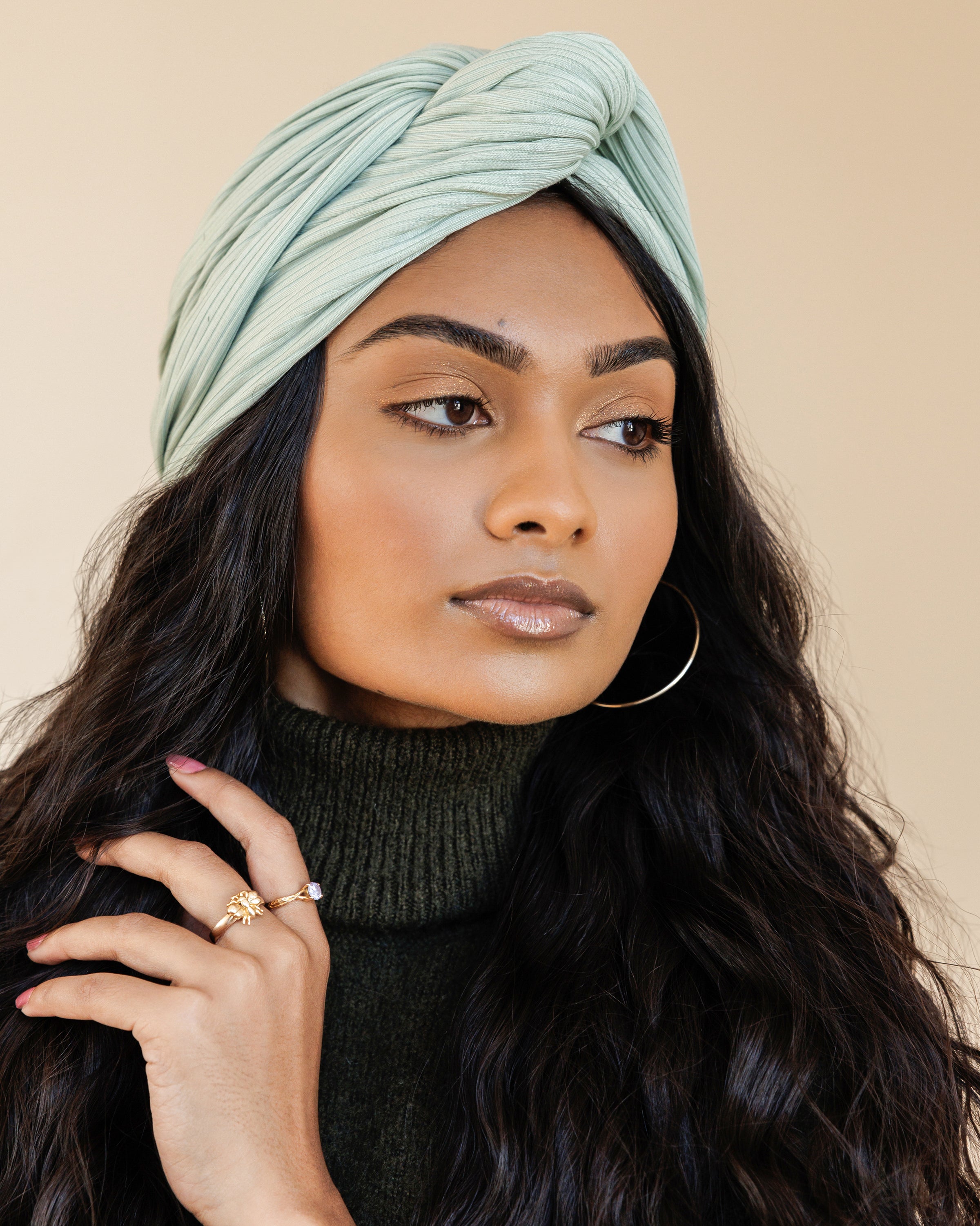 Premium Soft Lined Turban in Sage