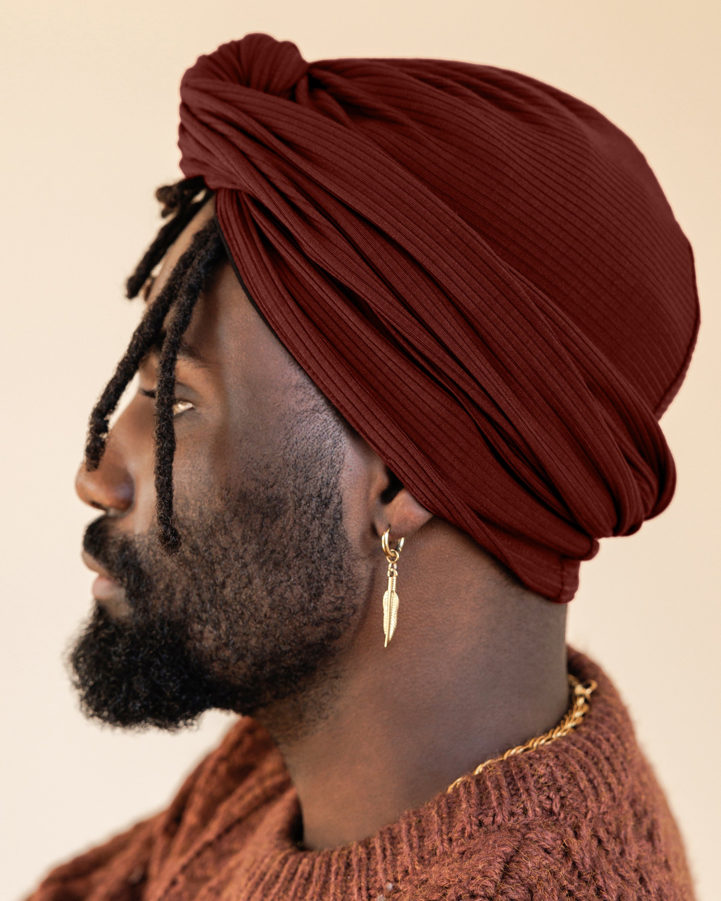 Premium Soft Lined Turban in Umber