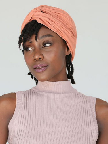 Satin Lined Turban in Orange
