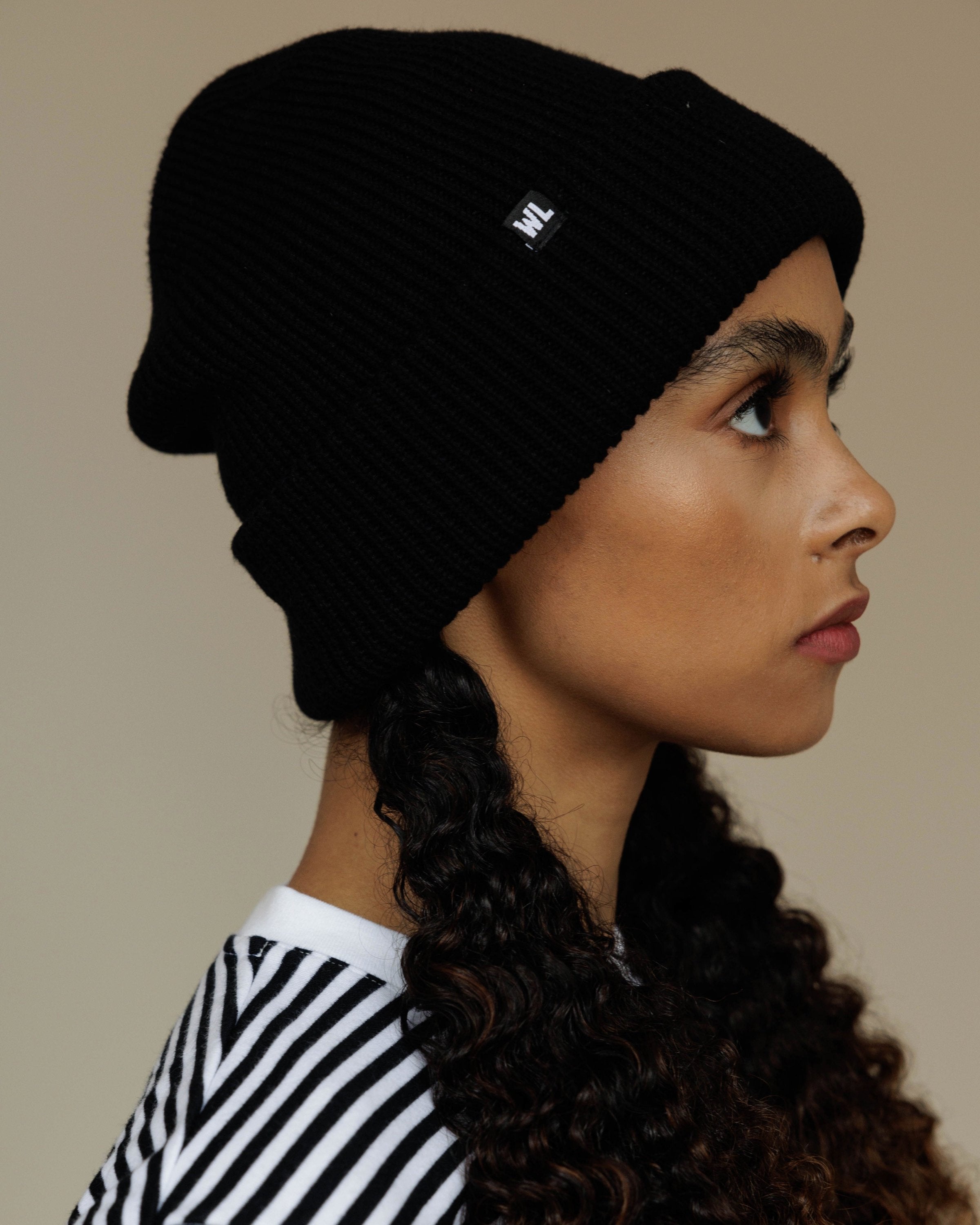 Satin Lined Beanie in Black