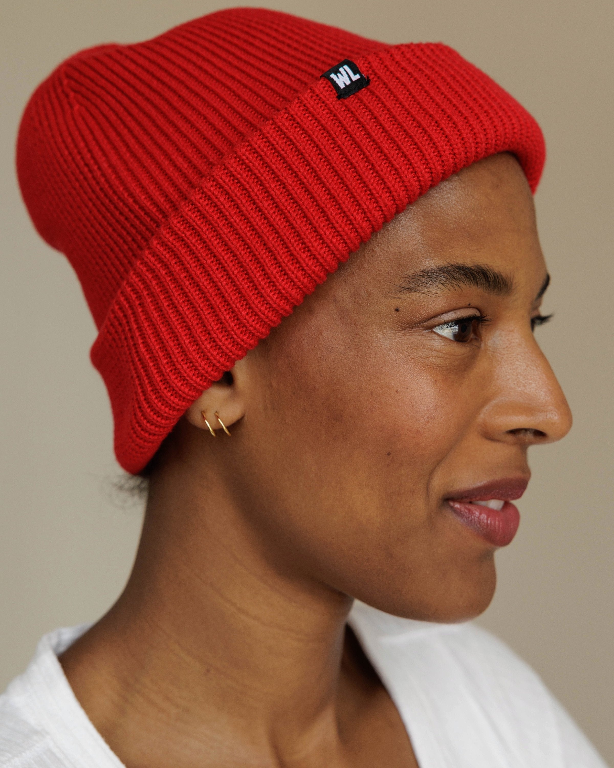 Satin Lined Beanie in Cherry