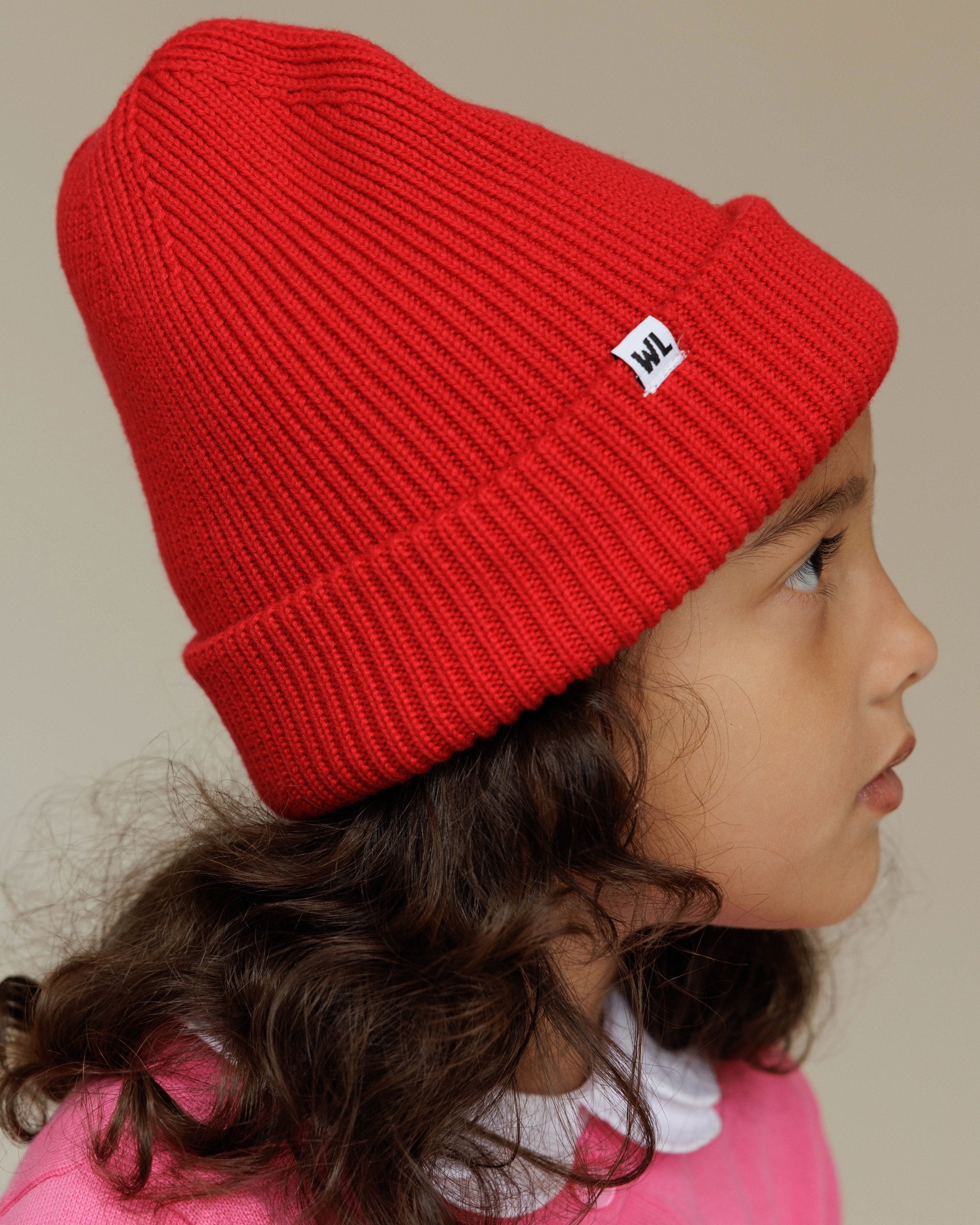 Satin Lined Beanie in Cherry-Kids