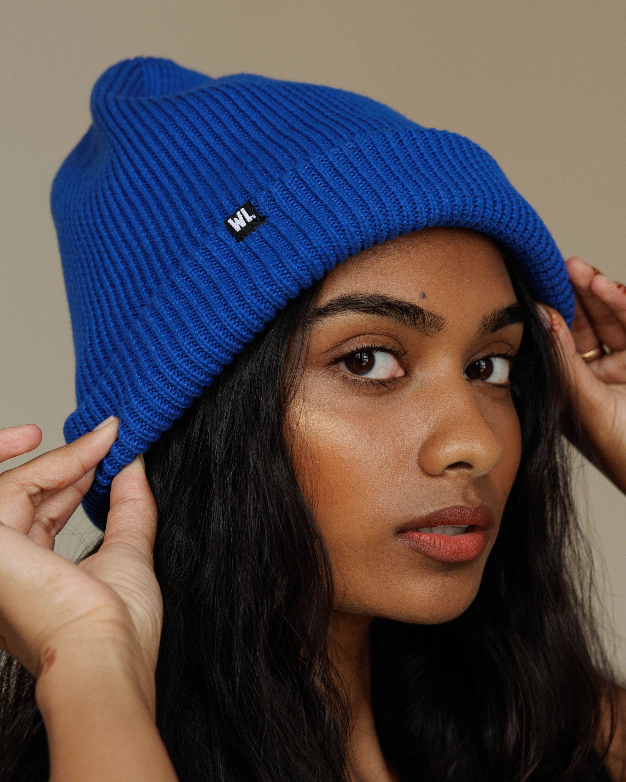 Duo of Adult + Child Beanie in Cobalt