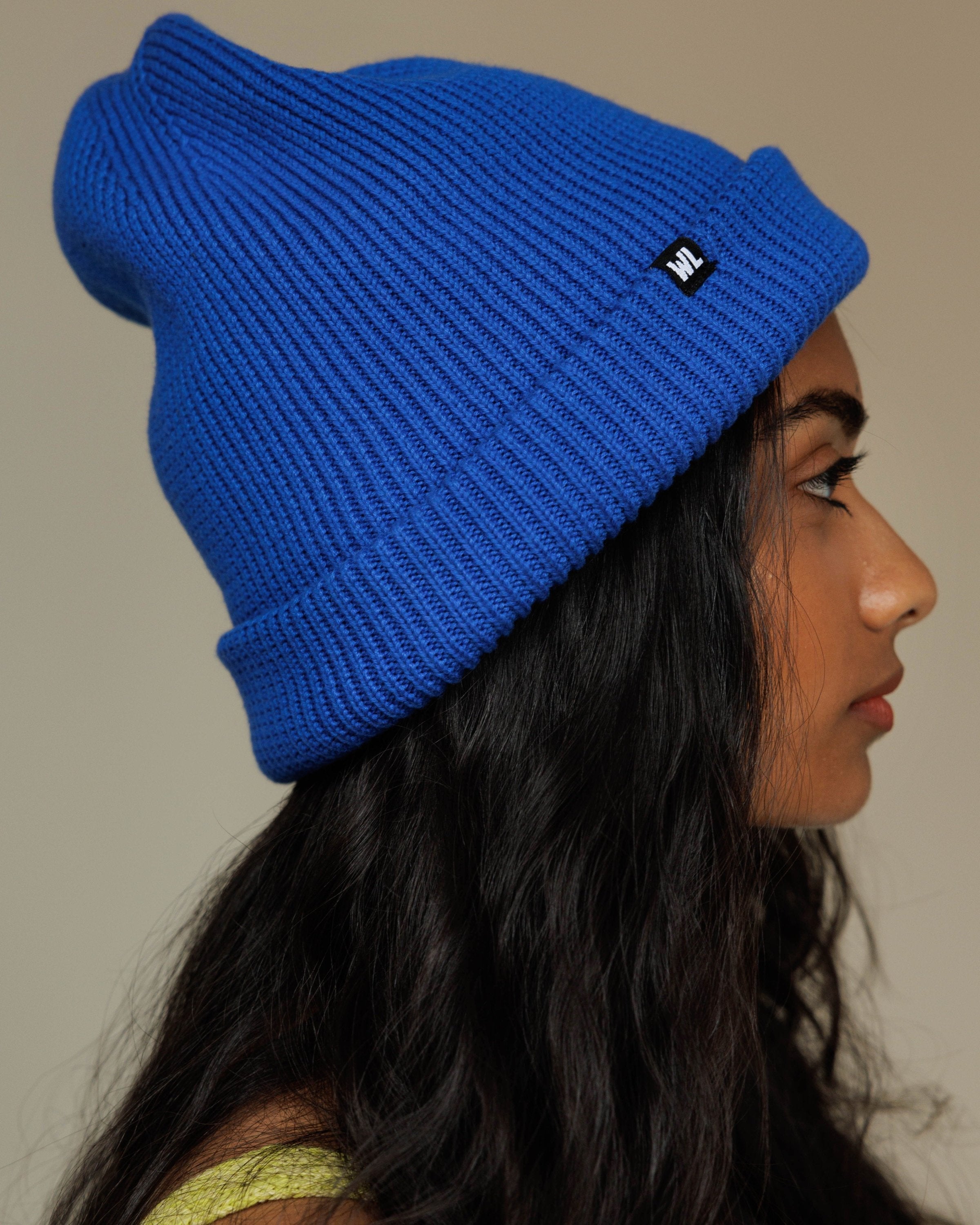 Satin Lined Beanie in Cobalt