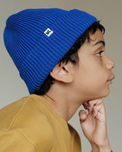 Duo of Adult + Child Beanie in Cobalt