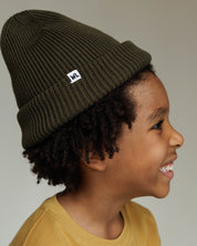 Satin Lined Beanie in Forest-Kids