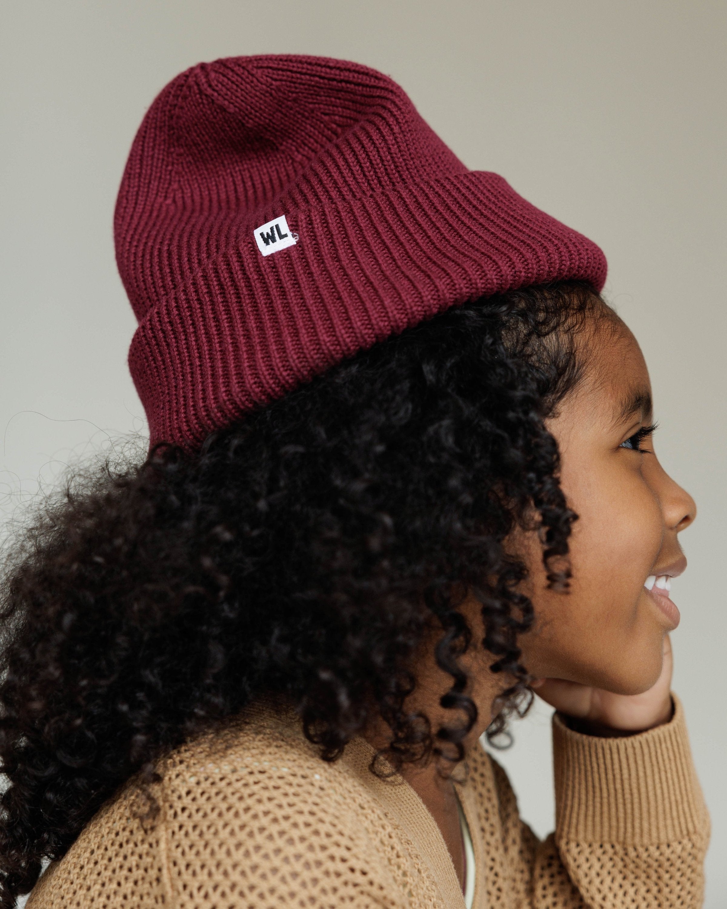 Satin Lined Beanie in Plum-Kids