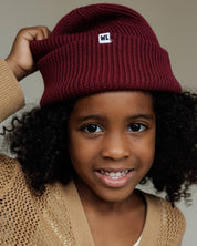 Duo of Adult + Child Beanie in Plum