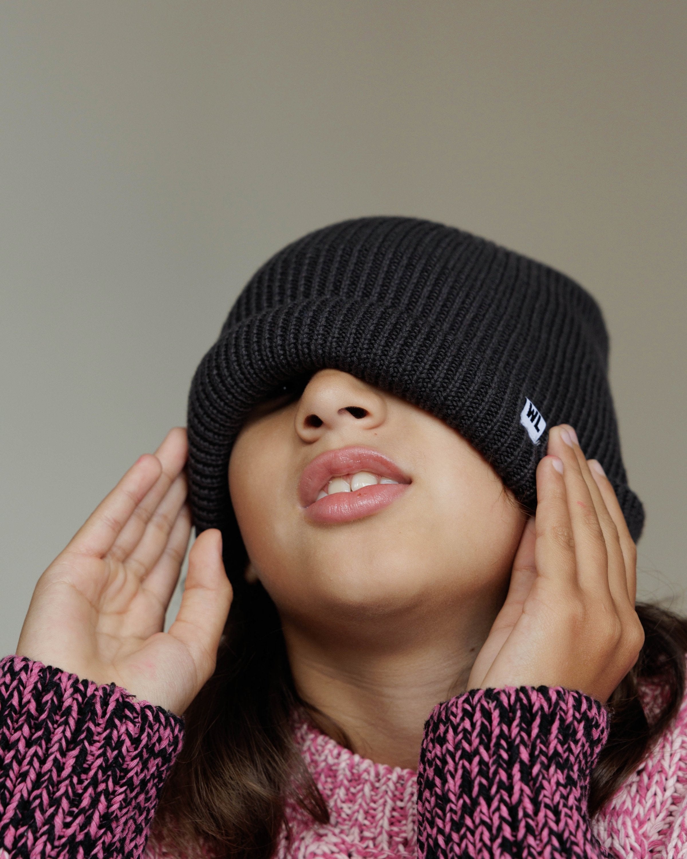 Satin Lined Beanie in Slate-Kids