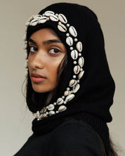 Satin Lined Cowrie Shell Balaclava in Black