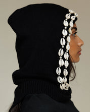 Satin Lined Cowrie Shell Balaclava in Black