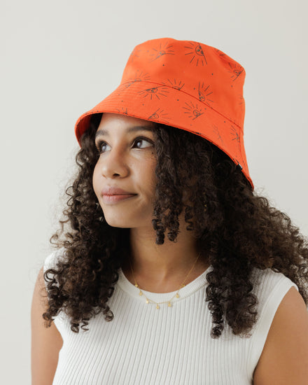 Satin Lined Printed Bucket Hat in Sol