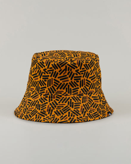Satin Lined Printed Bucket Hat in Umber