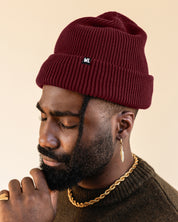 Satin Lined Beanie in Plum