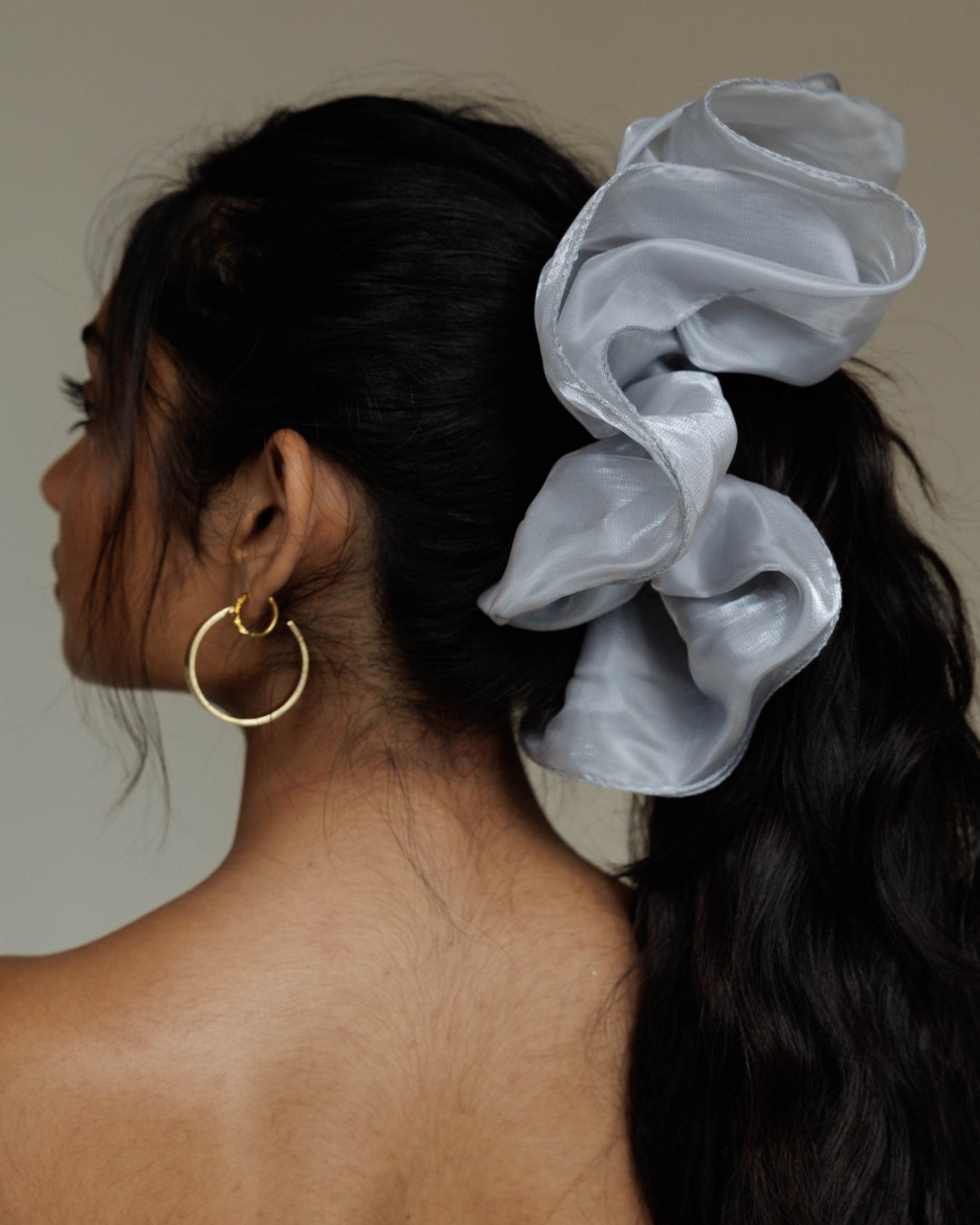 Sheer Floating Scrunchie in Silver Star