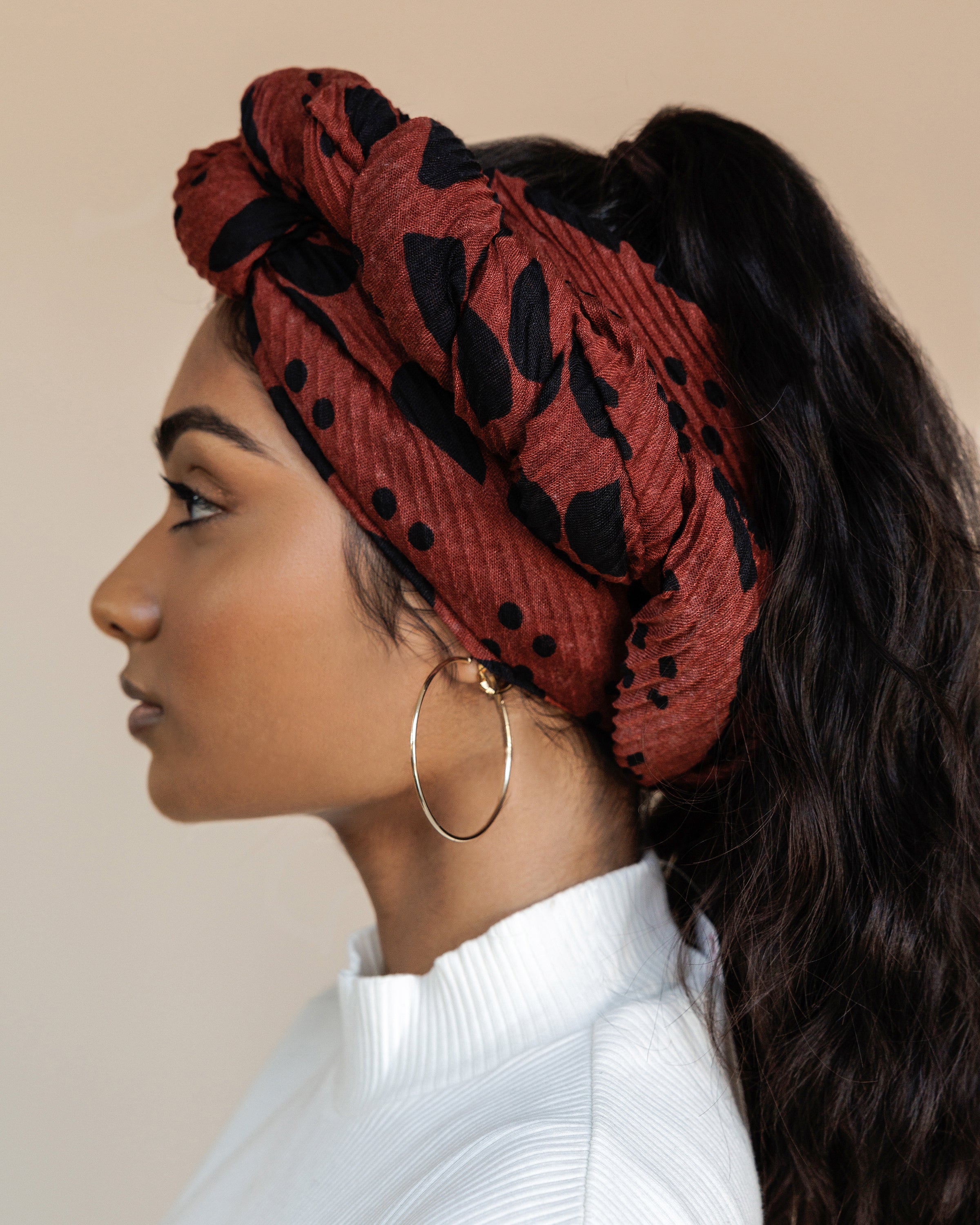 Printed Pleated Head Wrap in Adisa