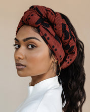 Printed Pleated Head Wrap in Adisa