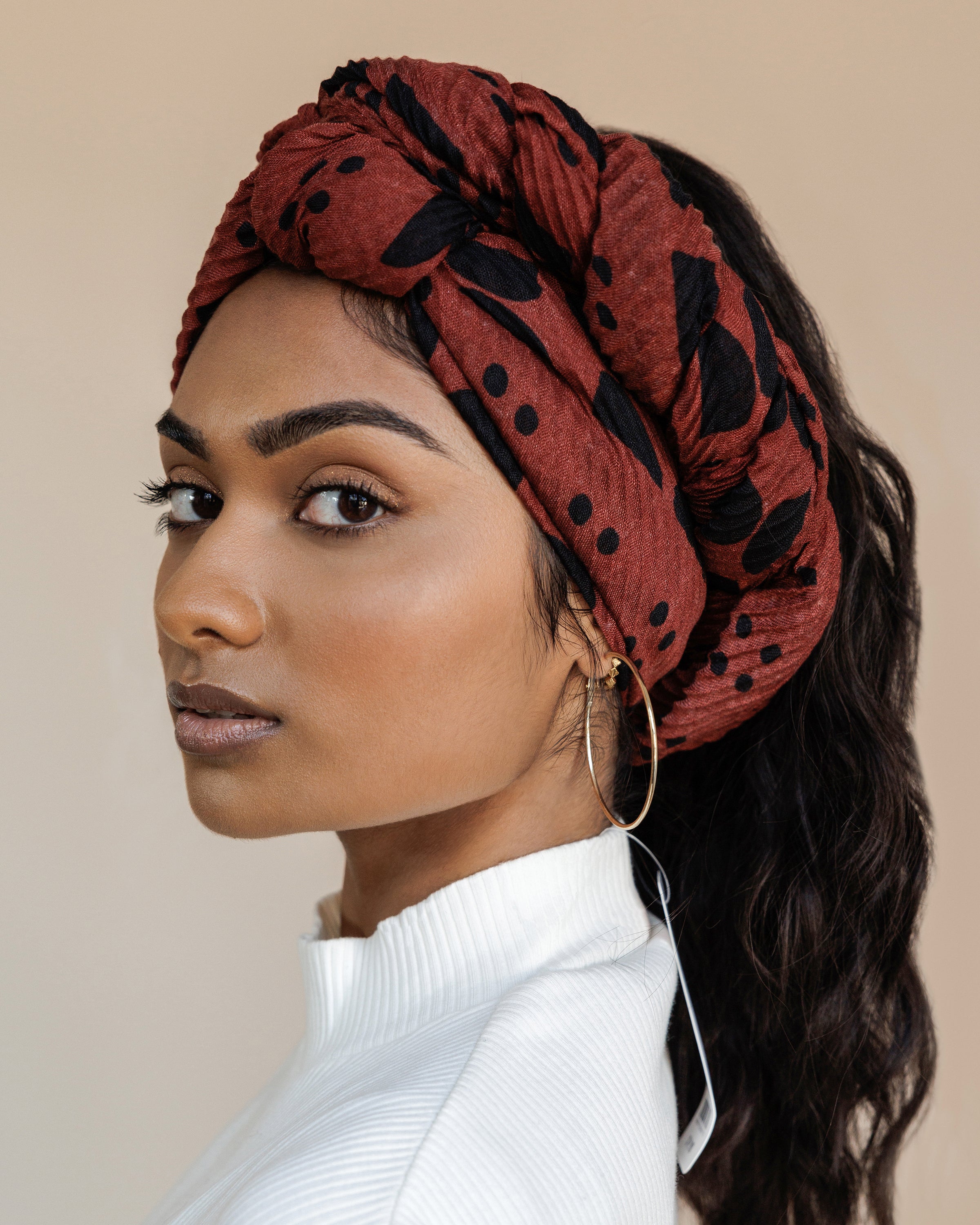 Printed Pleated Head Wrap in Adisa