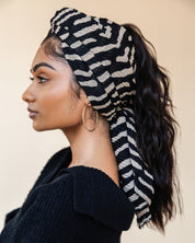 Printed Pleated Head Wrap in Zizzy